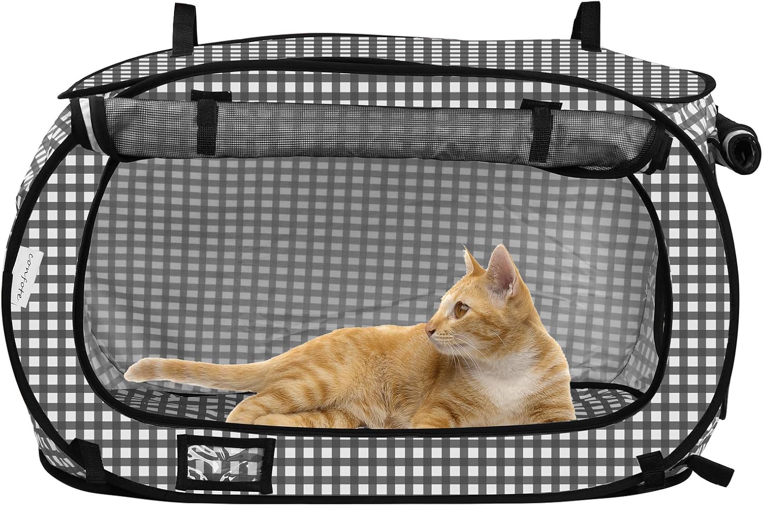 Collapsible Portable Cat Cage Kennel Large Black 32x19x19 Portable