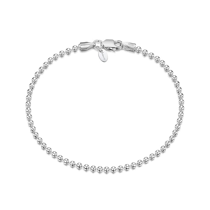 Amberta 925 Sterlingsilber Armkette - Kugelkette Armband - 2 mm Breite - Verschiedene Längen: 18 19 cm