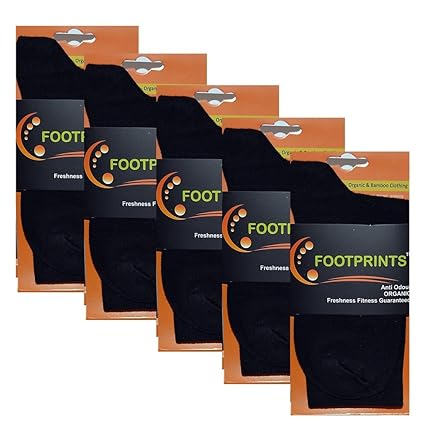 FOOTPRINTS Men's Organic Cotton and Bamboo Odour Control Formal Socks (Black) - Set of 5