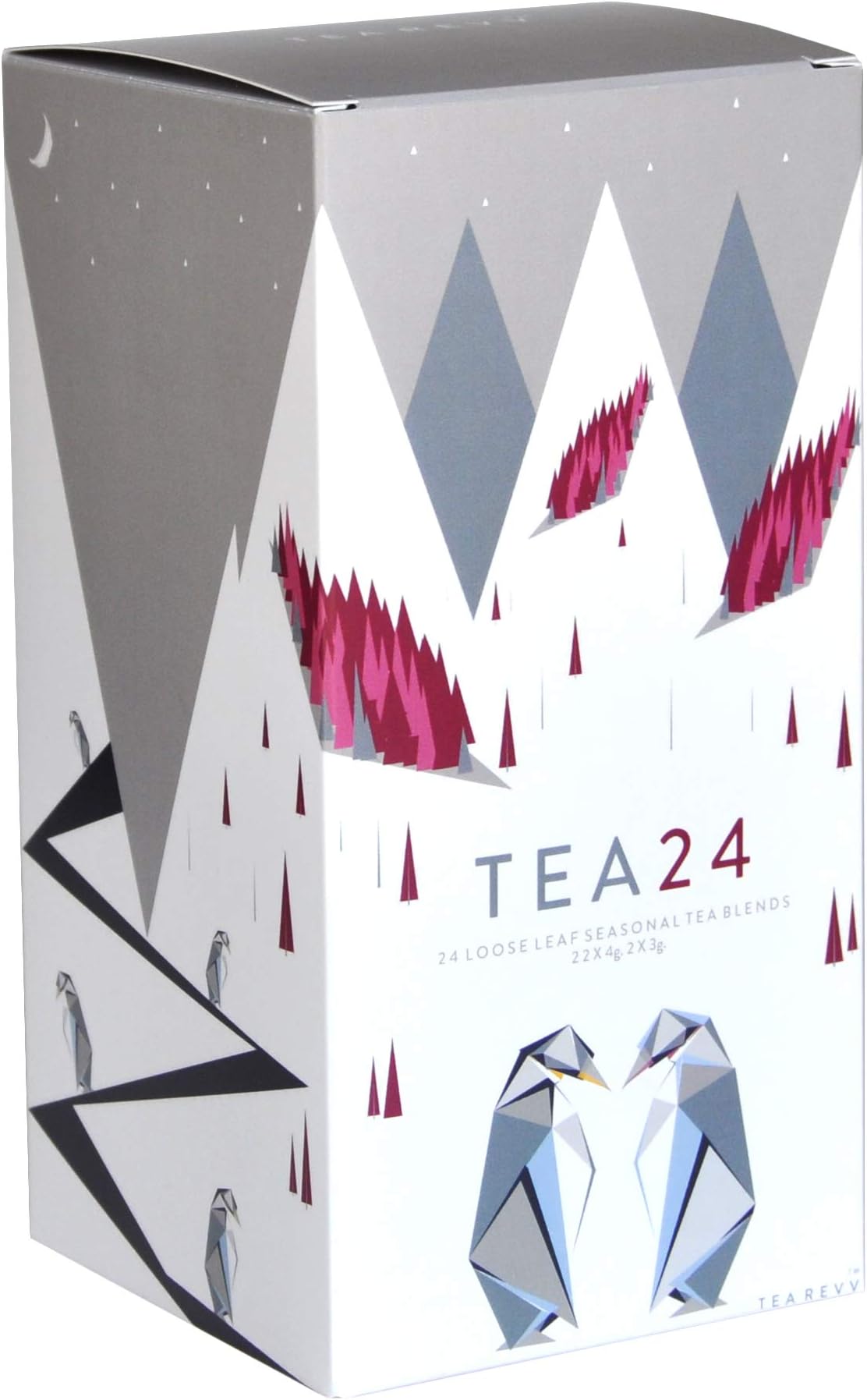 Tea Advent Calendar - 24 Christmas Tea Gift Selection - Mix of Black Chai Herbal Green Teas Blends Like Gingerbread & Eggnog - by Tea Revv