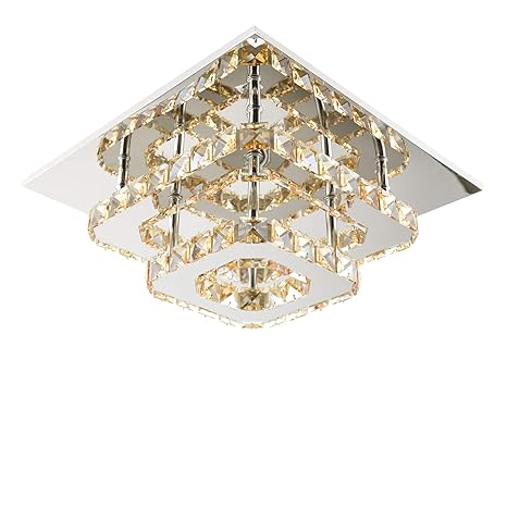 Kingsaid Modern Square 30cm Led Crystal Ceiling Lights Chandeliers