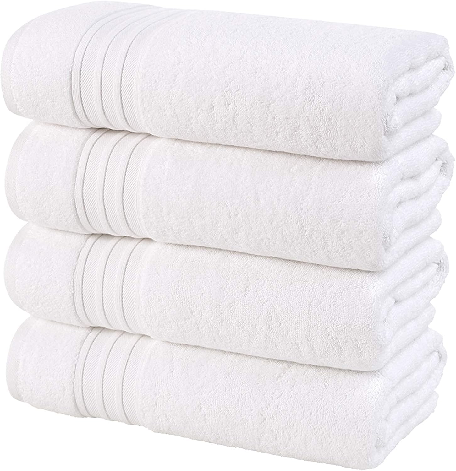 Hammam Linen White Bath Towels 4-Pack - 27x54 Soft and Absorbent, Premium Quality Perfect for Daily Use 100% Cotton Towel: Kitchen & Dining