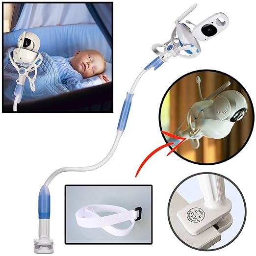 FlexxiCam | Universal Baby Monitor Holder With Strap | Flexible Baby Camera Mount Shelf | No Drilling | A Safer Monitor Stand for Your Baby