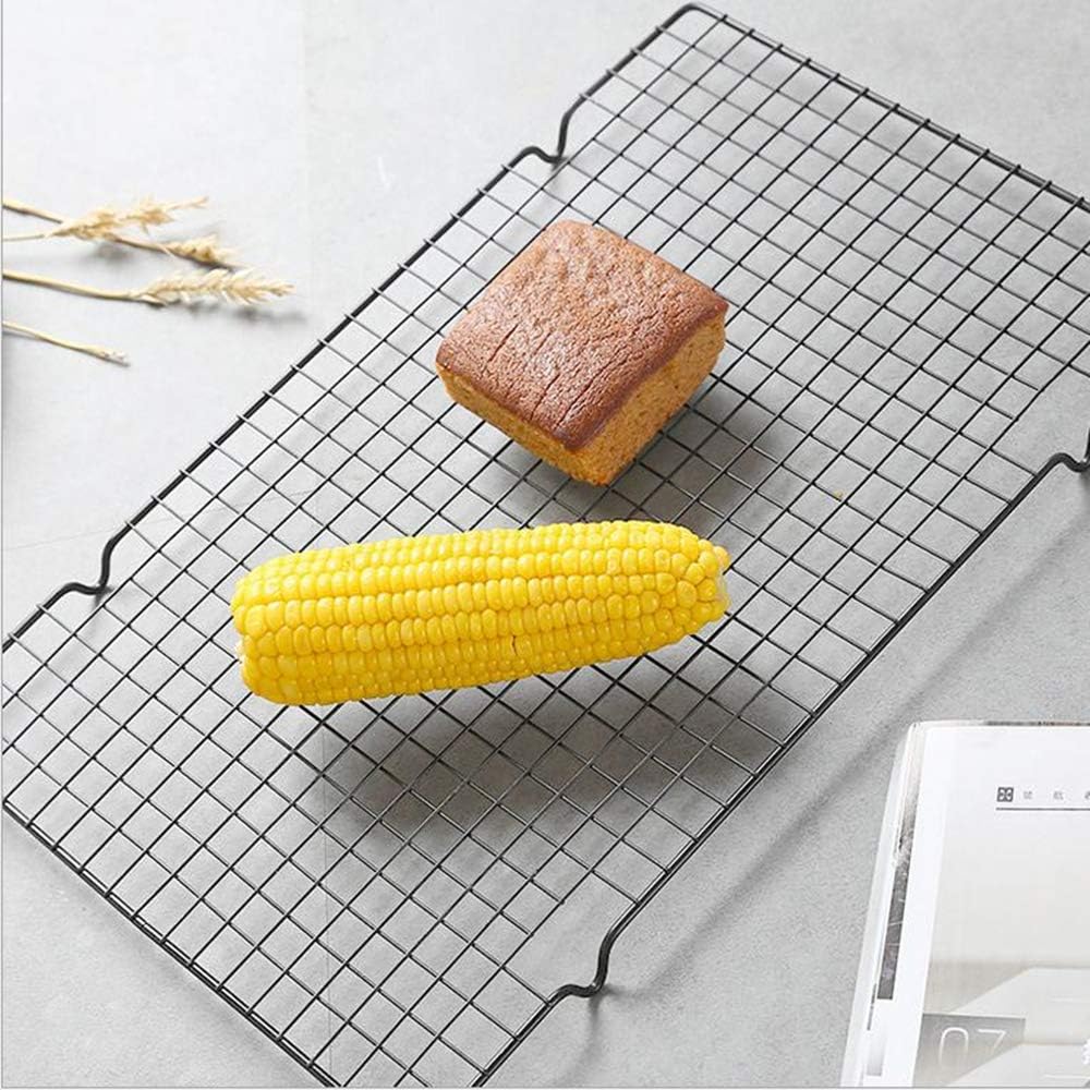 2 Pack Steel Wire Baking Oven Roasting Cooking Grilling Cooling Rack Black - 16" x 10": Kitchen & Dining