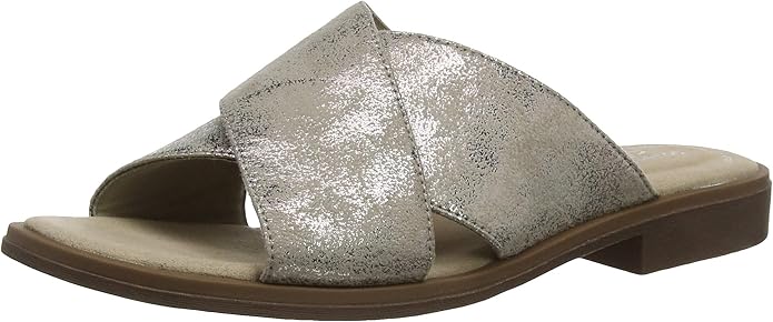 Amazon.com | Clarks Women's Declan Ivy Closed Toe Sandals, Silver (Pewter Metallic Pewter 