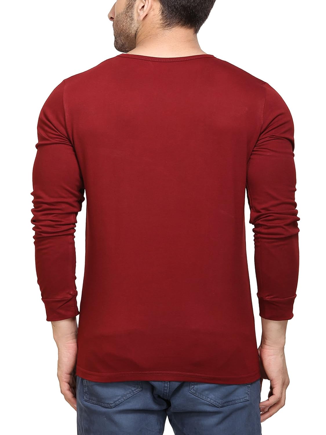 unisopent men's v neck full sleeves printed cotton t-shirt
