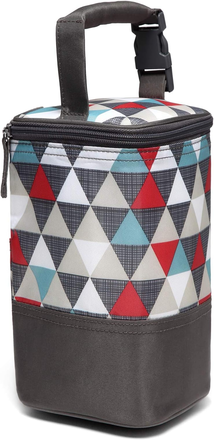 Insulated Baby Bottle Tote Bags - Lightweight BreastMilk Baby Bottle Cooler Bag (Colored Triangle(Fits Up to Most Three 8oz Bottles))
