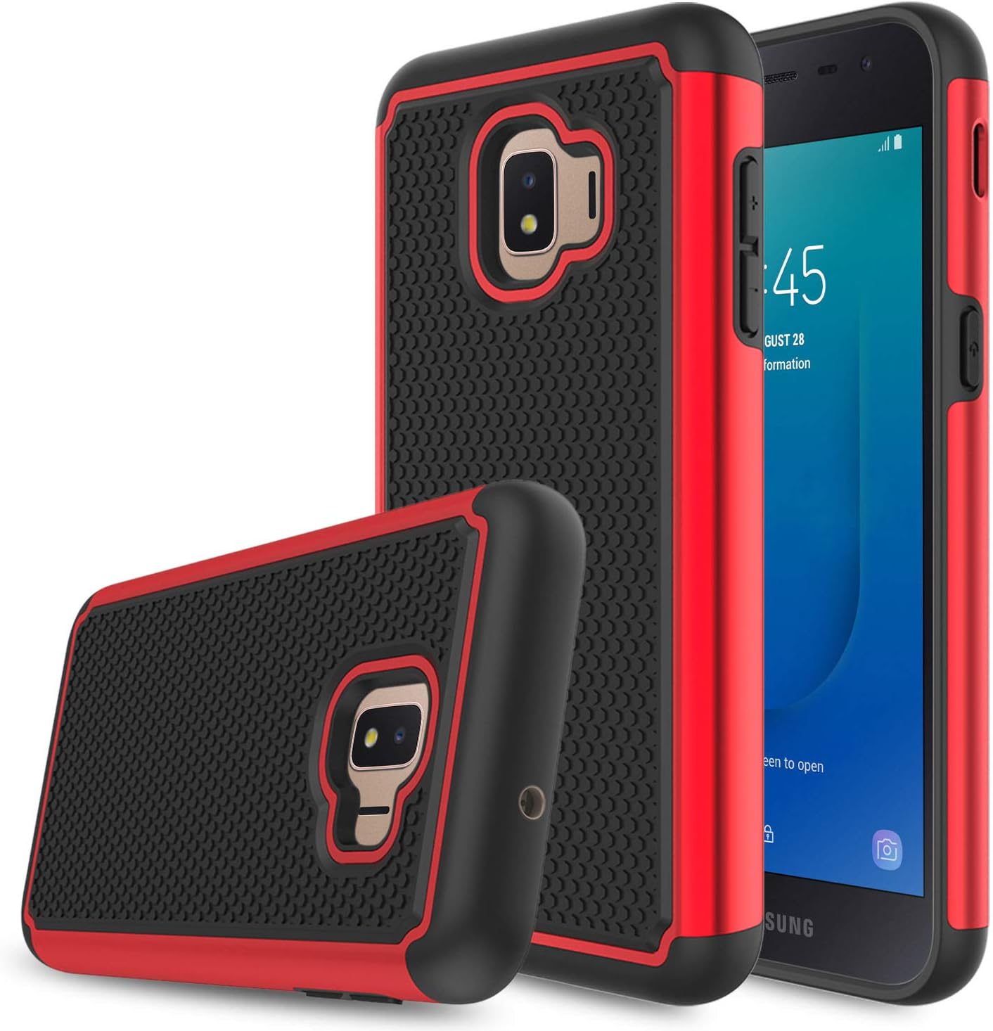 Galaxy J2 Shine Case, Galaxy J2 Pure / J2 Core / J2 Dash / J260 Case, Elegant Choise Hybrid Dual Layer Shock Absorbing Anti-Scratch Rugged Bumper Armor Protective Case for Samsung J2 2019 (Red)