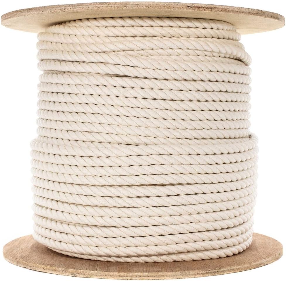 100 Twisted White Natural Cotton Rope Crafting, Decorations (1.5