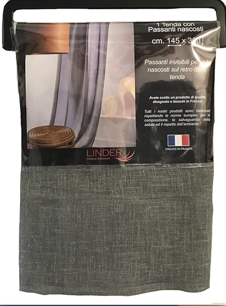 Curtain 145 X 300 Cm Dark Grey Linen Look Linder Ribbon Curtain