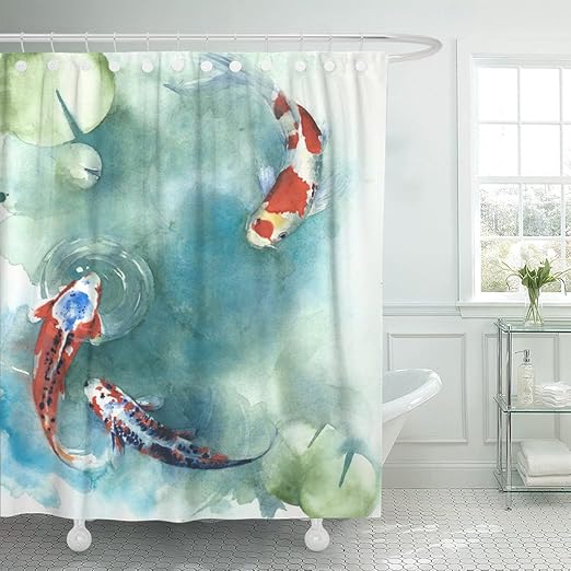 Amazon Com Emvency Shower Curtain Colorful Carp Fish Japanese