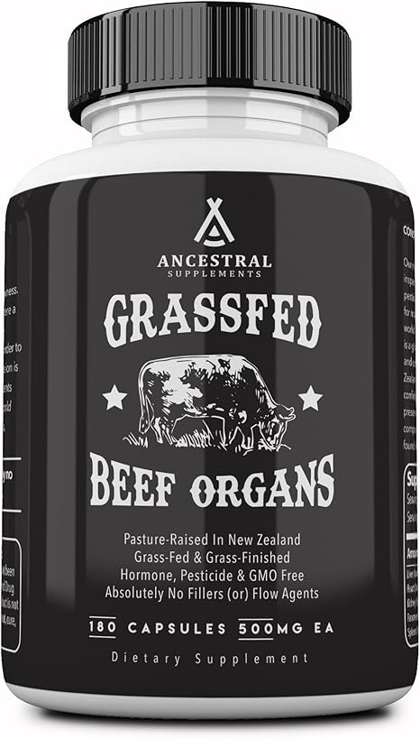 Ancestral Supplements Grass Fed Beef Organs Desiccated Liver Heart Kidney Pancreas Spleen 180 Capsules Amazon Co Uk Health Personal Care