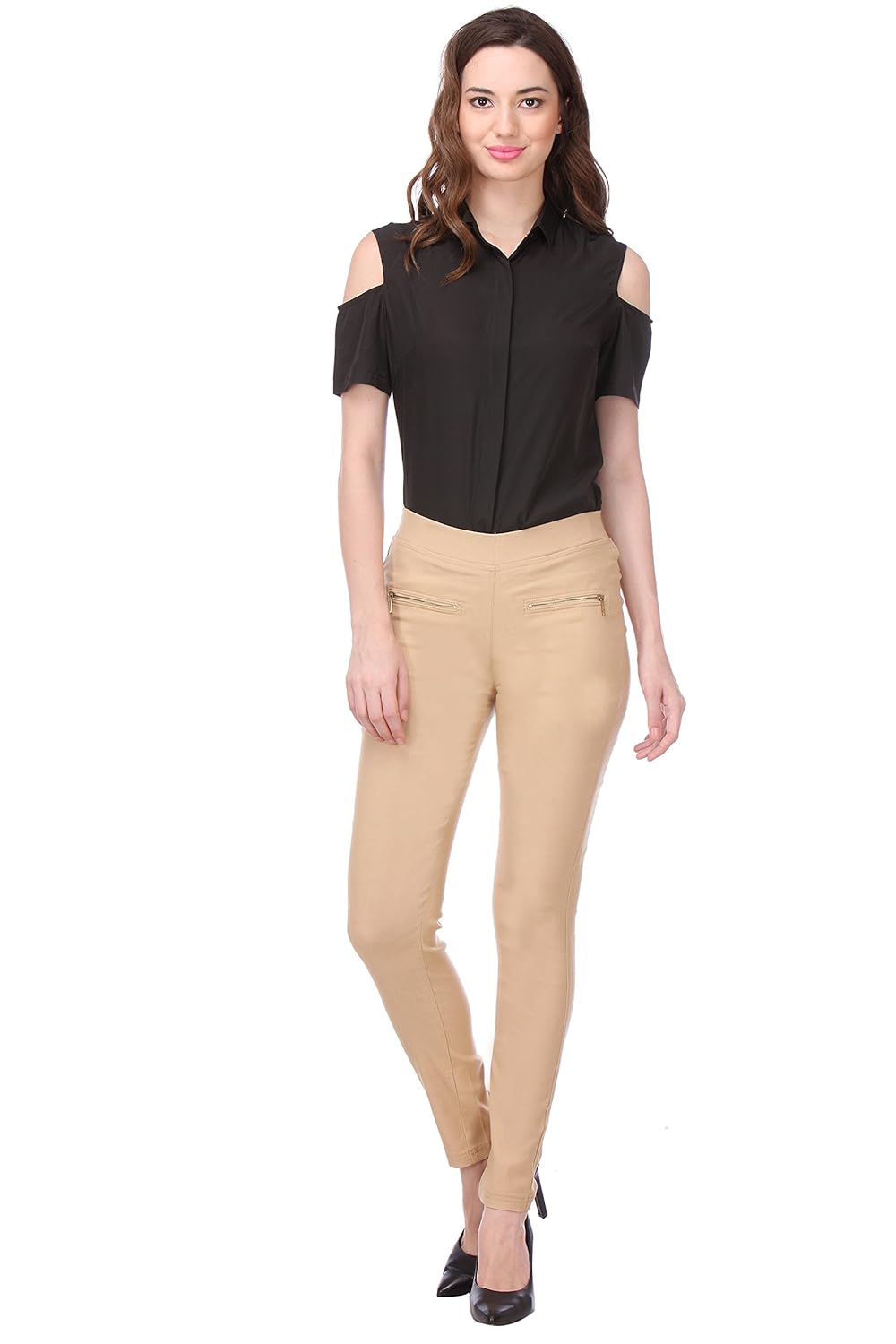 deewa cotton solid jeggings for women