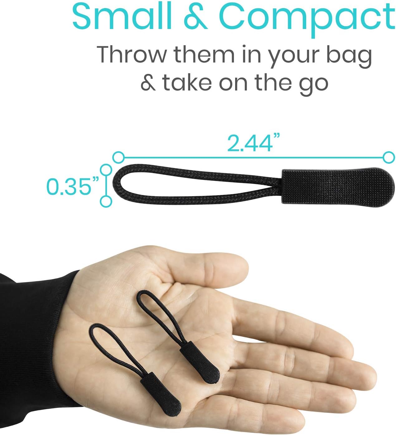 Vive Zipper Pulls (10 Pack) - Helper Grip Replacement Fix for Clothes, Shoes, Purse, Handbag, Luggage, Jacket, Backpack, Boot - Universal Easy Gripper Puller - Set of Plastic Repair Tabs Dexterity Aid