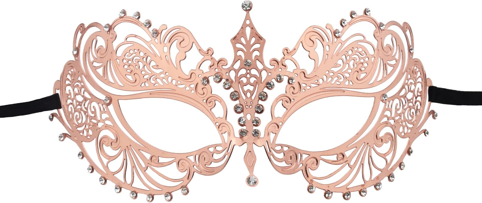 KEFAN Masquerade Mask Halloween Party Mardi Gars Mask Laser Cut Filigree Shiny Metal Crown Mask (Rose Gold)