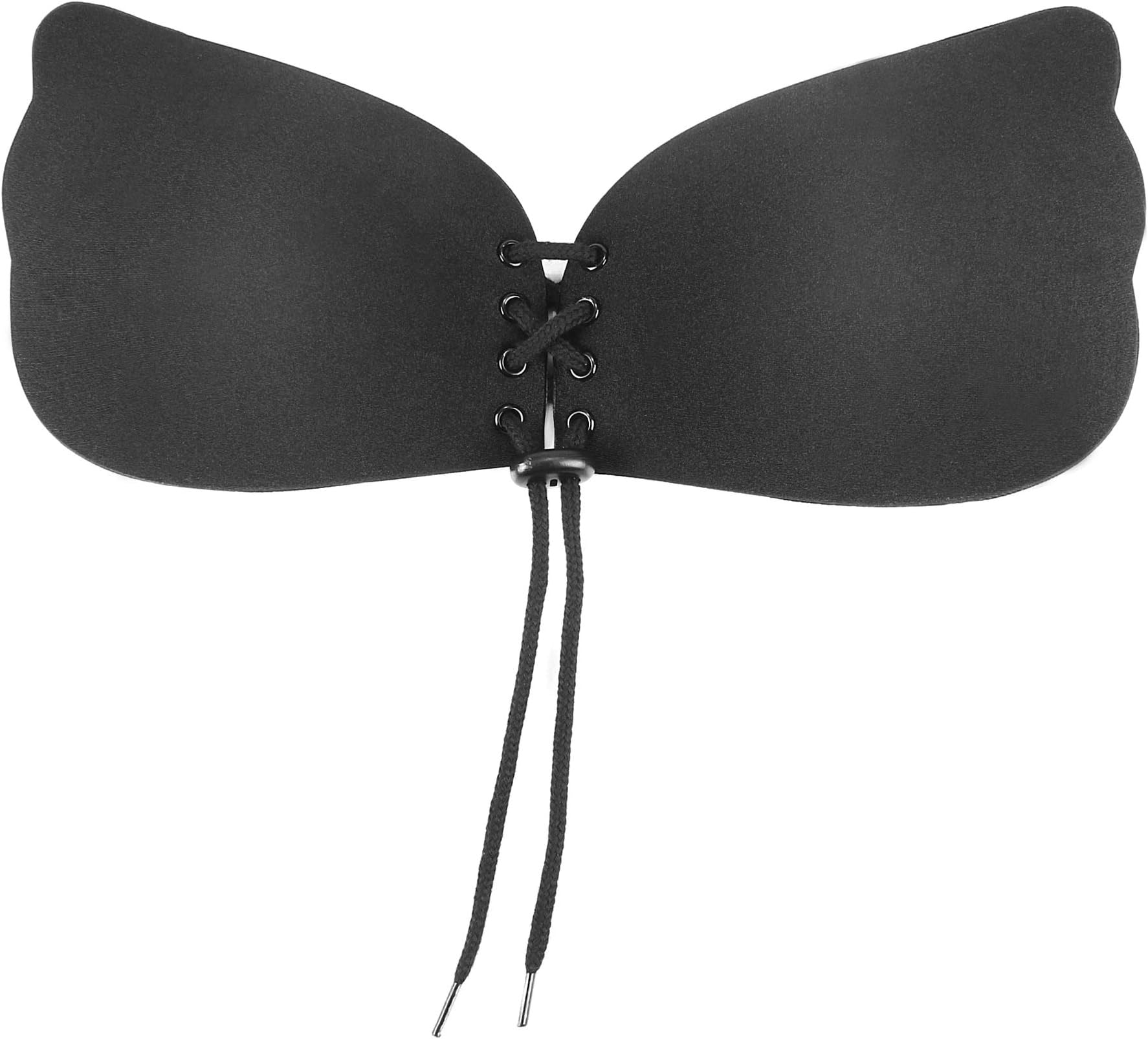 Baabyoo Women's Self Adhesive Bras Invisible Bra Strapless Backless Bra Airy Push up Bra Black D