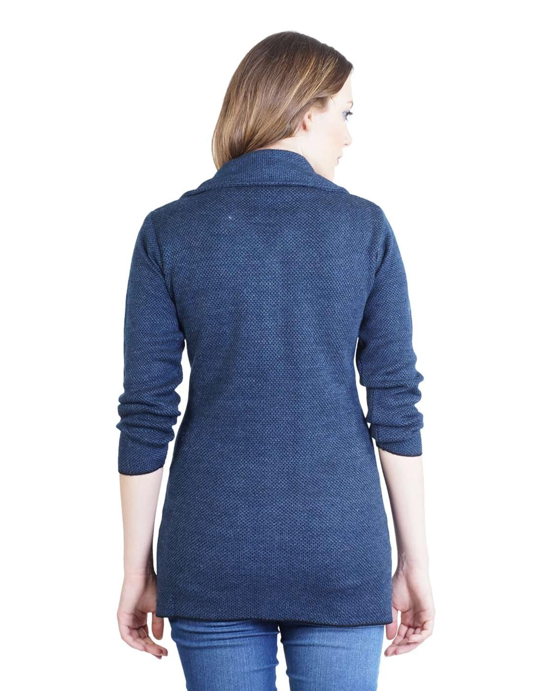 montrex acro wool winter long coat for women, girls (blue)