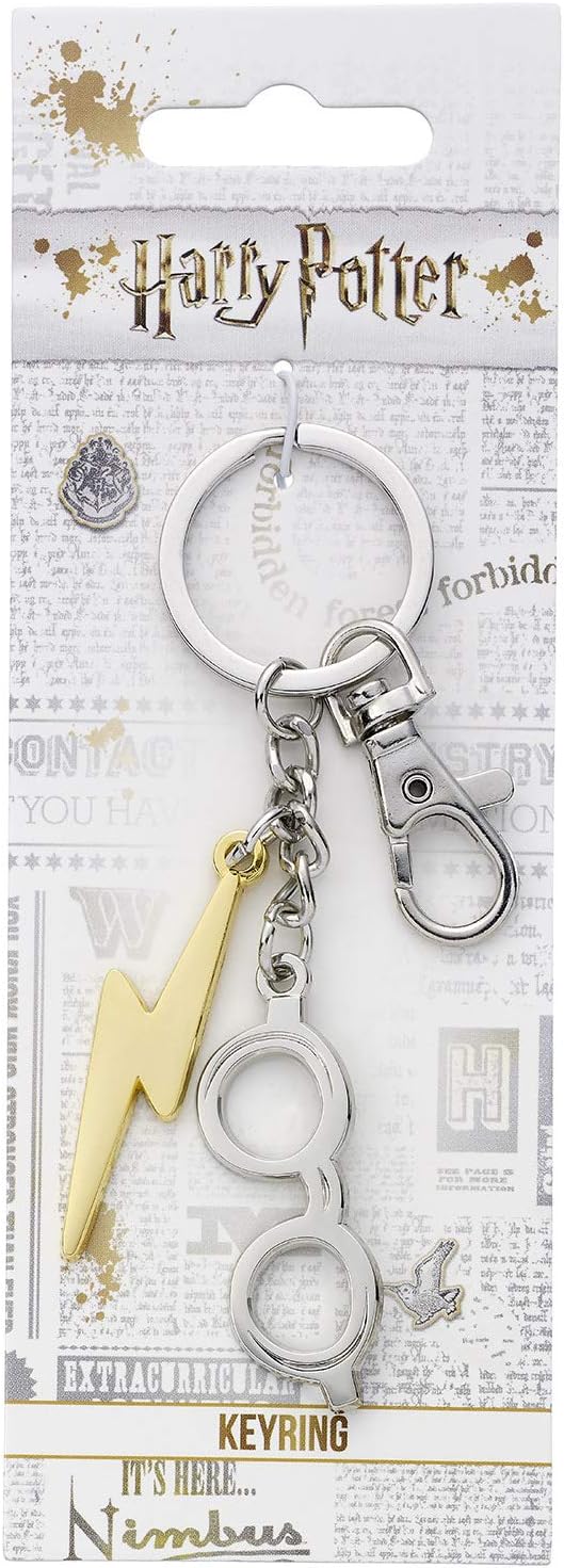 Official Harry Potter Glasses & Lightning Bolt Keyring by The Carat Shop, Silver - Image 3