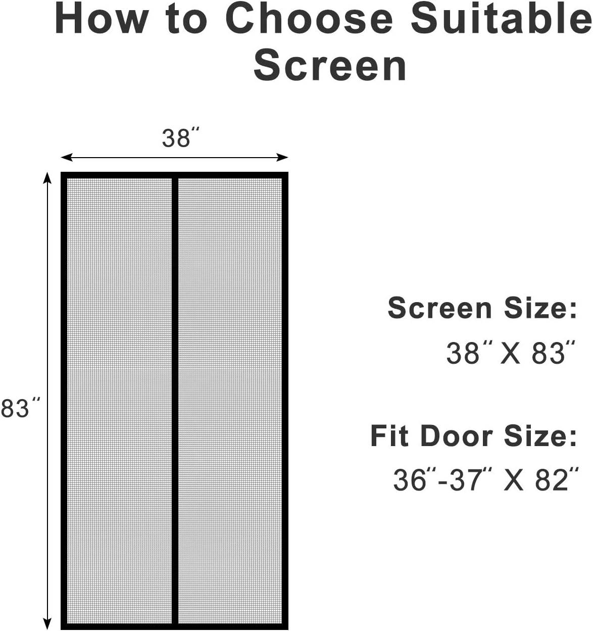 MAGZO Magnetic Screen Door 36 x 82, Reinforced Fiberglass Mesh Curtain Front Door Mesh with Full Frame Hook&Loop Fits Door Size up to 36"x82" Max-Grey - - 