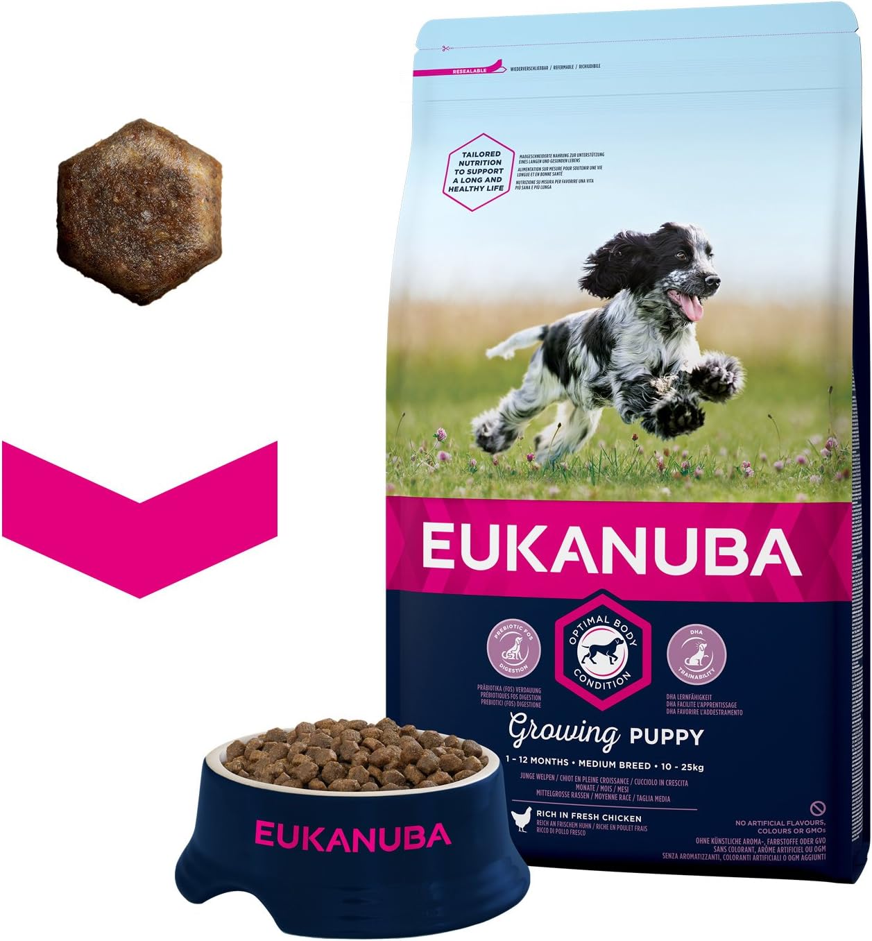 Eukanuba Complete Dry Dog Food for Puppy Medium Breeds with Fresh Chicken 3 kg, 3 kg (Pack of 1) - Image 3