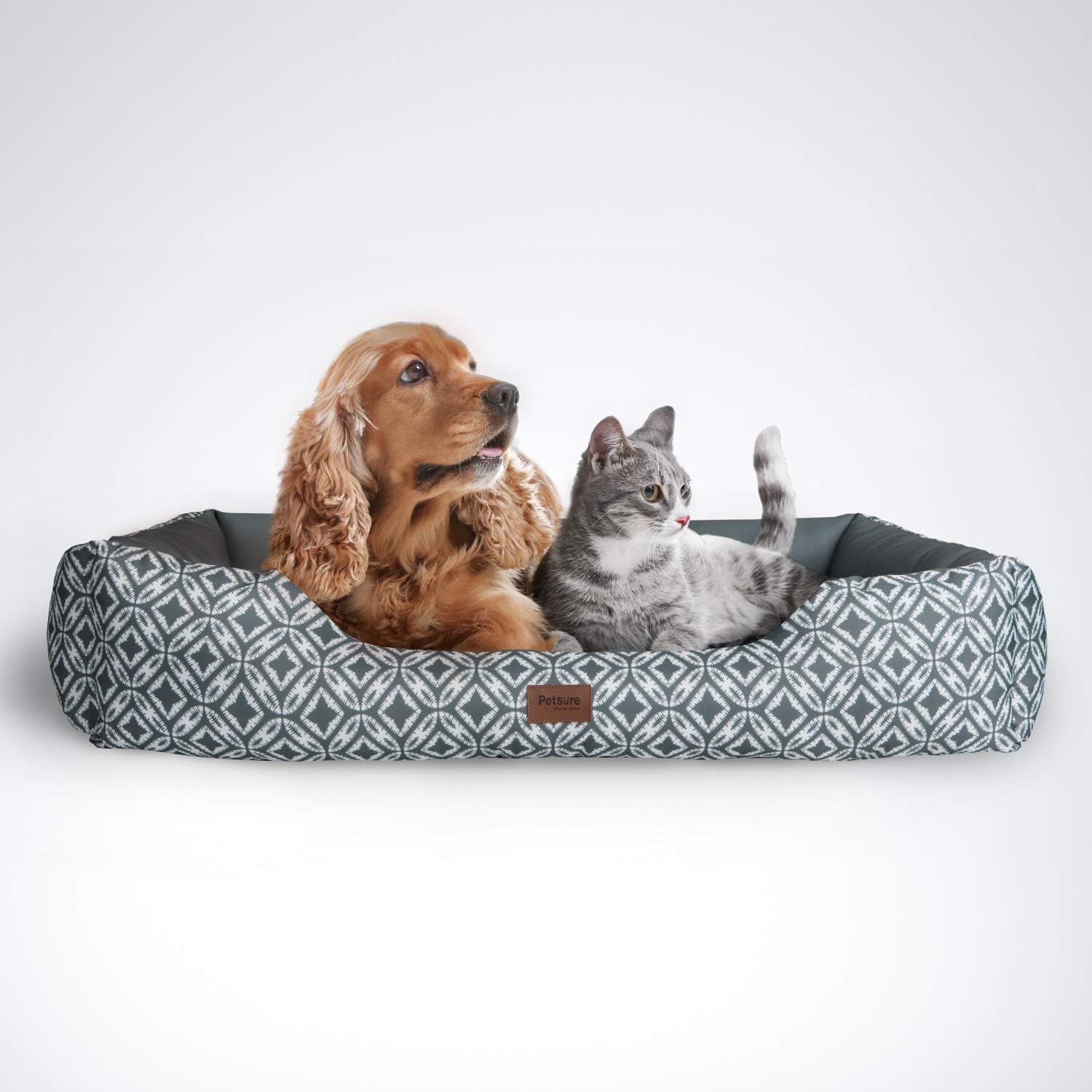 Petsure Medium Dog Beds - Washable Dog Bed for Small, Medium Dogs & Cats - Water-Resistant Oxford Fabric, Anti-Skid Bottom and Removable Center Cushion, Bolster Pet Bedding