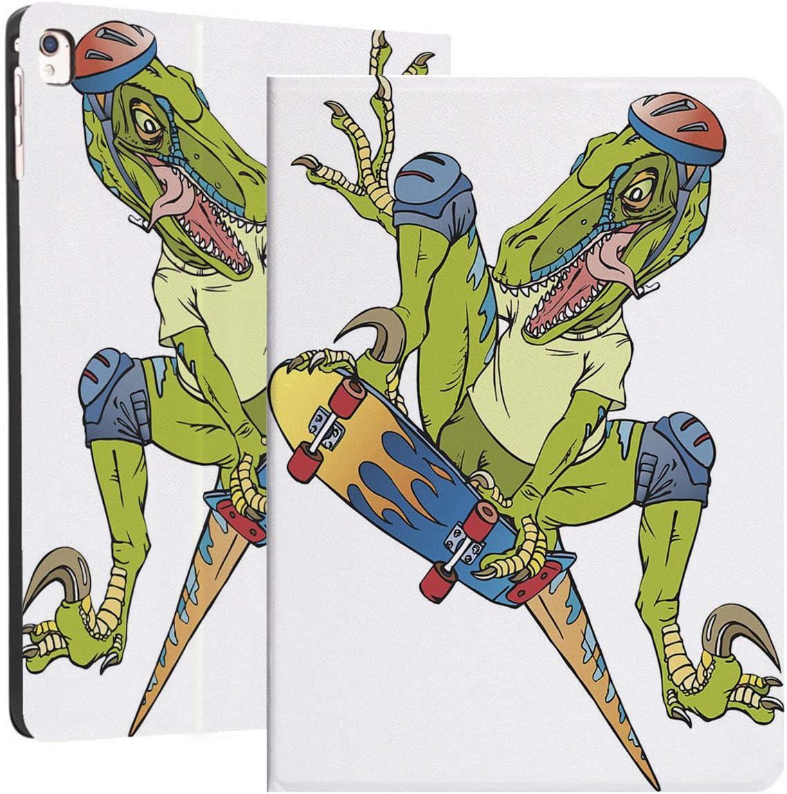 Dinosaur ipad Air1/2 Case,iPad 9.7" Case,Microfiber Lining,Soft TPU Back Case,Dinosaur Riding Skateboard,Auto Sleep/Wake IPad Smart Cover