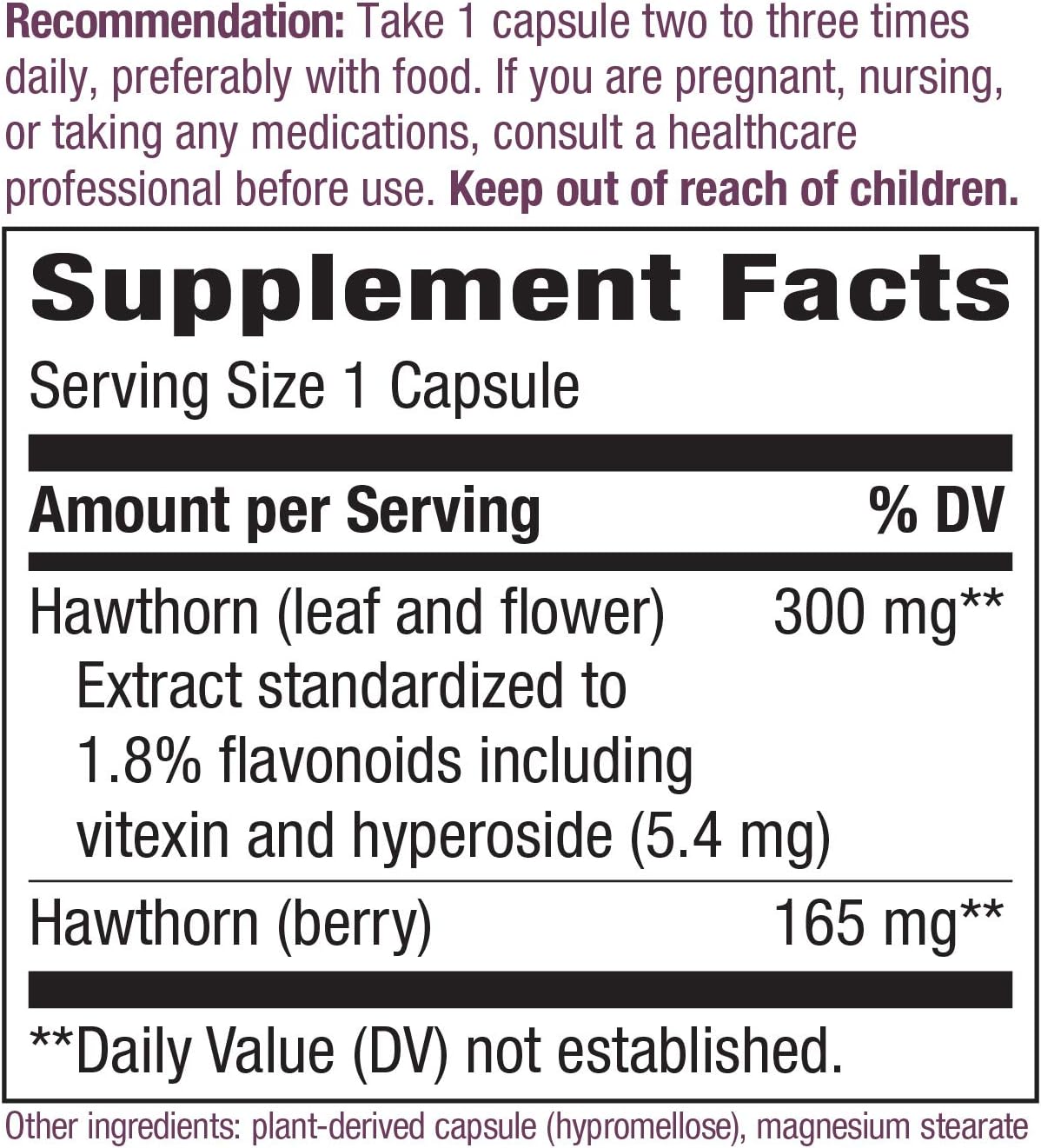 Nature's Way Hawthorn, 300 mg of Extract per Serving, 90 Capsules: Health & Personal Care
