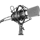 Neewer&reg; NW-700 Professional Studio Broadcasting & Recording Condenser Microphone Set Including: (1)NW-700 Condenser Microphone + (1)Metal Microphone Shock Mount + (1)Ball-type Anti-wind Foam Cap + (1)Microphone Audio Cable (Black)