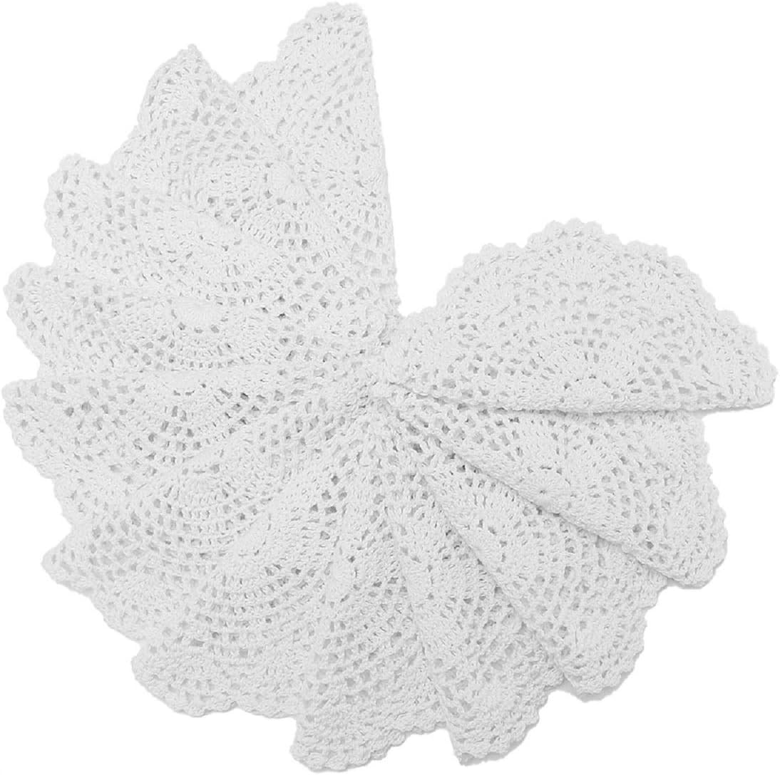 king do way 12Pcs Hand Crocheted Doilies, Round Floral Crochet Lace Flower Doily French Country Placemat Crocheted doilies 20cm White
