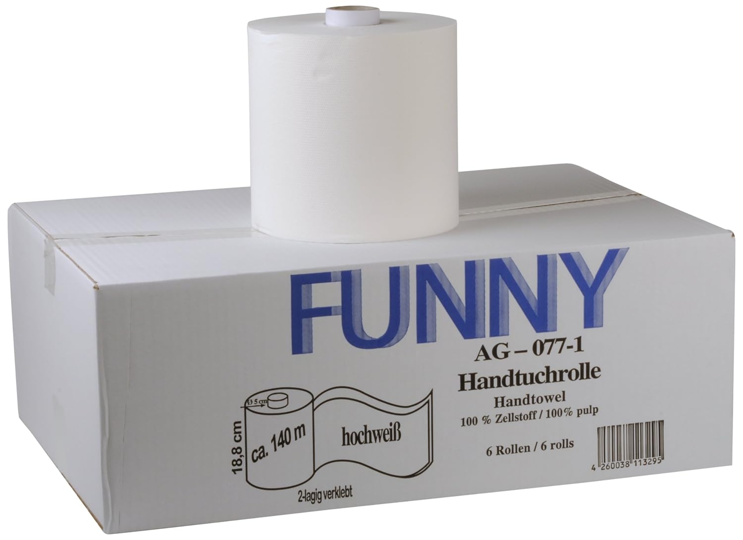 1Er Pack Für Markenfreie Spendersysteme 21 Cm 130 M Funny Handtuchrolle Mit  Spezialkern 2 Lagig Hochweiß 1 X 6 Stück 4Er Kern Papierprodukte  Papierhandtücher