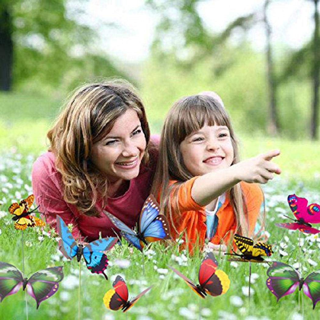 Eubell Butterflies Decorations, 20pcs Colorful 3D Wings Butterfly Garden Stakes Garden for Yard, Patio Plant Pot, Flower Bed, Decoration