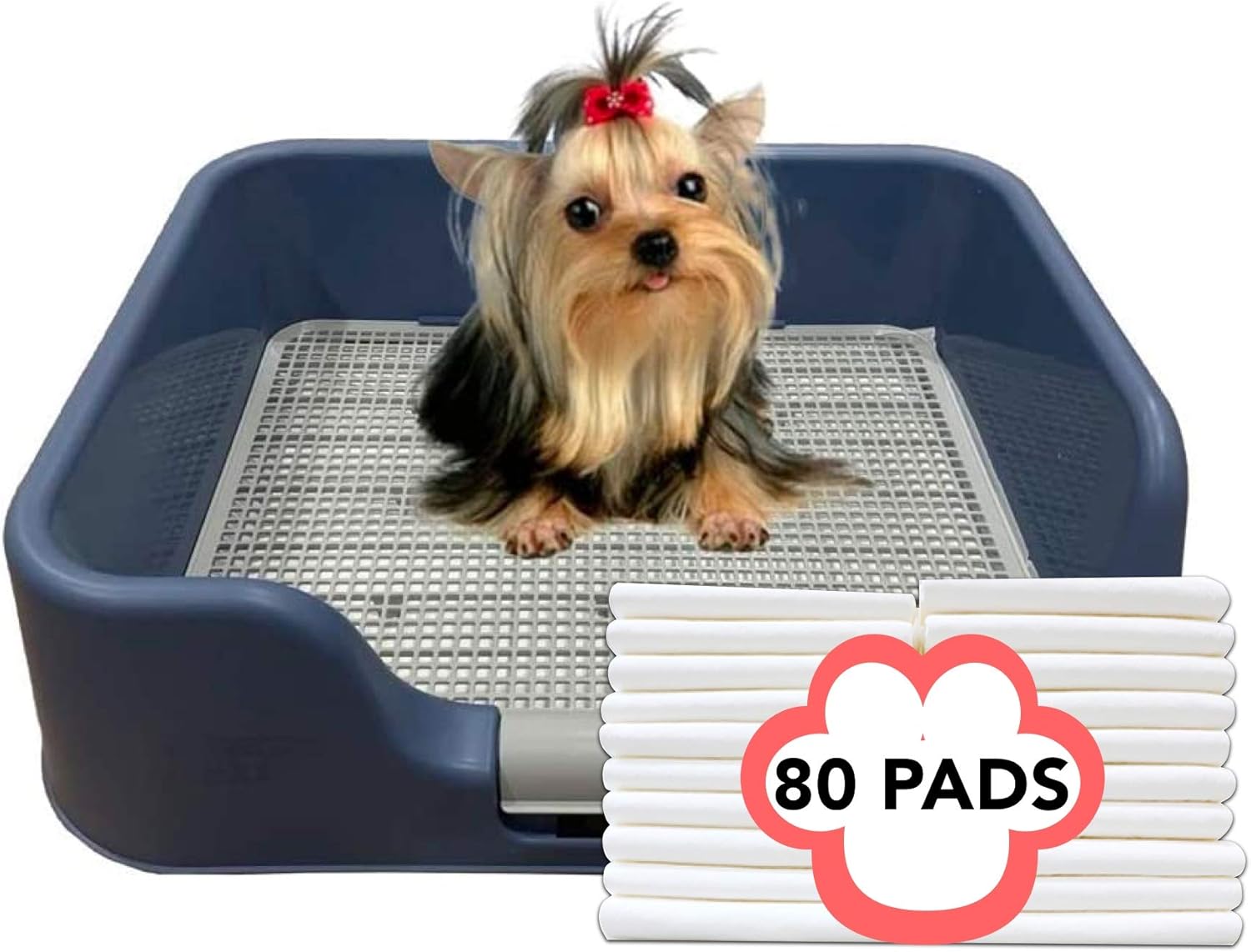 [DogCharge] Indoor Dog Potty Tray with Protection Wall Every Side for No Leak