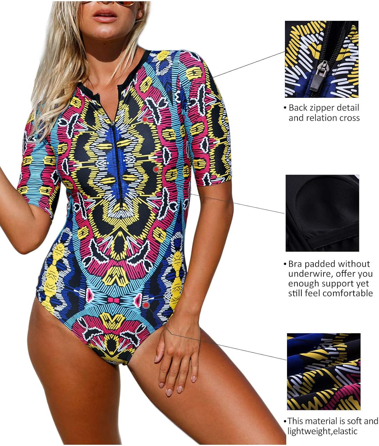 half sleeve one piece swimsuit