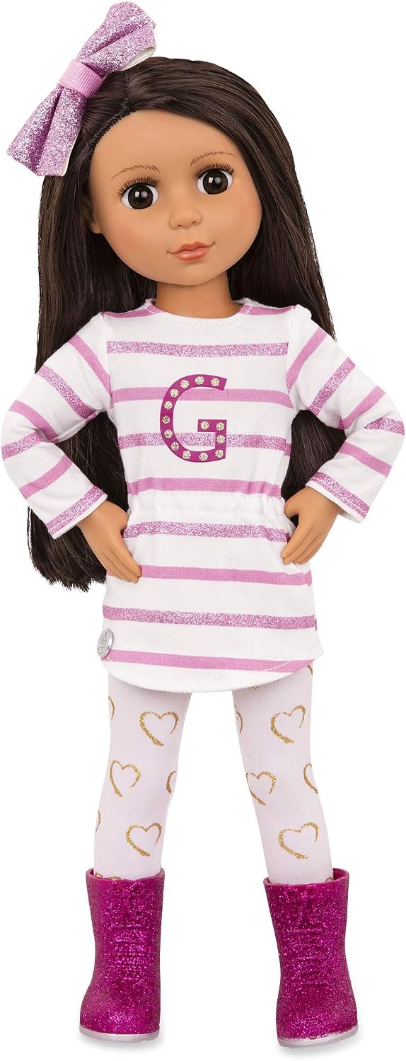Glitter Girls, 14-Inch Fashion Doll, Straight Brown Hair & Brown Eyes, Striped Tunic & Glitter Boots - Image 5