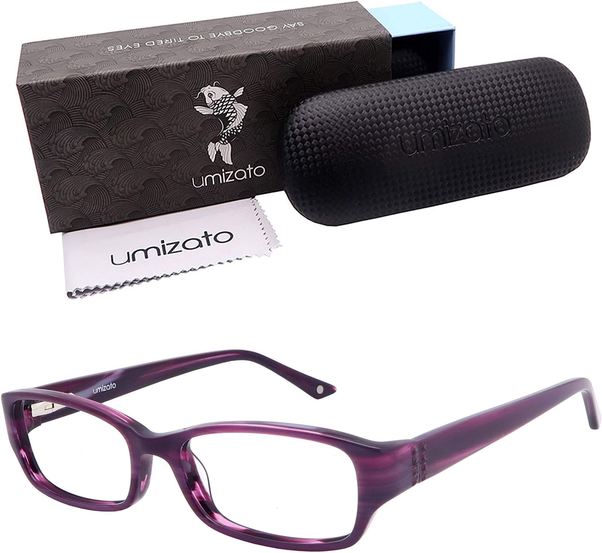 Umizato Blue Light Reading Glasses Women - Beautifully Handcrafted Blue Light Readers, Comfortable for Computer, TV, UV Blocker, Anti-Glare Protection, Eye Strain (Perth, Purple, 2.0 Magnification)