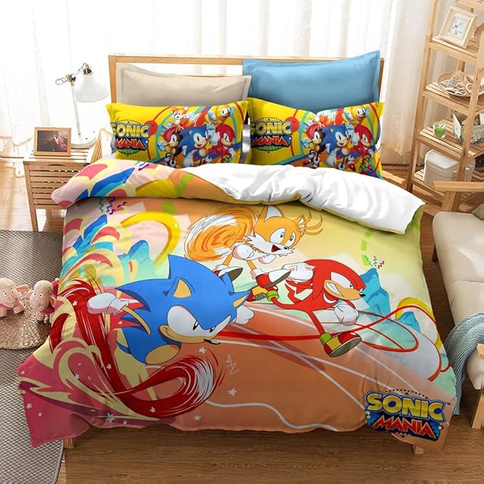 Sonic The Hedgehog 3D Cartoon Printed Bedding Set Microfiber Boys