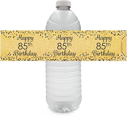 Amazon Com 85th Birthday Party Favor Water Bottle Labels Black