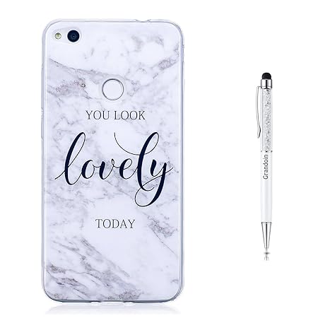 Huawei P8 Lite 2017 HandyHülle,Grandoin® Marmo Motiv Ultra Dünn Weiche TPU Silikon Schutz Handy Hülle Handytasche HandyHülle 