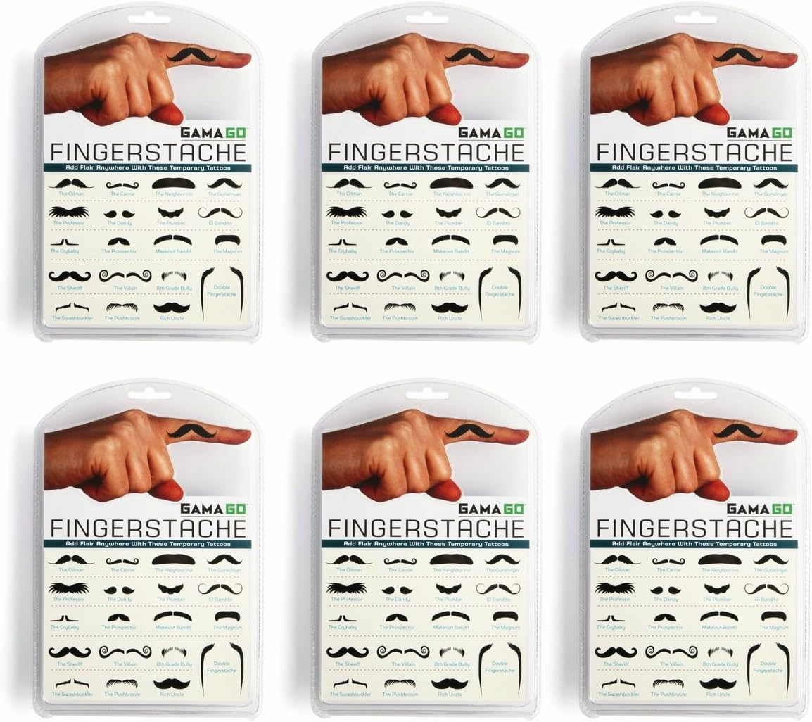 Gama Go Set Von 6 Finger Temporare Tattoo Fingerstache Schnurrbart Party Kostum Aufkleber 19 Styles Henne Hirsch Movember Schwarz Schnurrbart Tattoos Six Pack Amazon De Kuche Haushalt