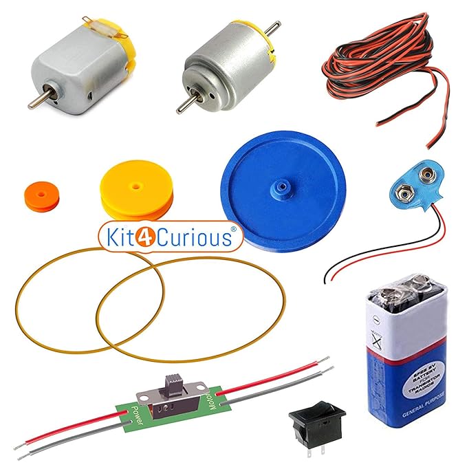 Buy Kit4Curious 2 DC Hobby Motor, 3 Pulley Set, Belt, Motor-Direction