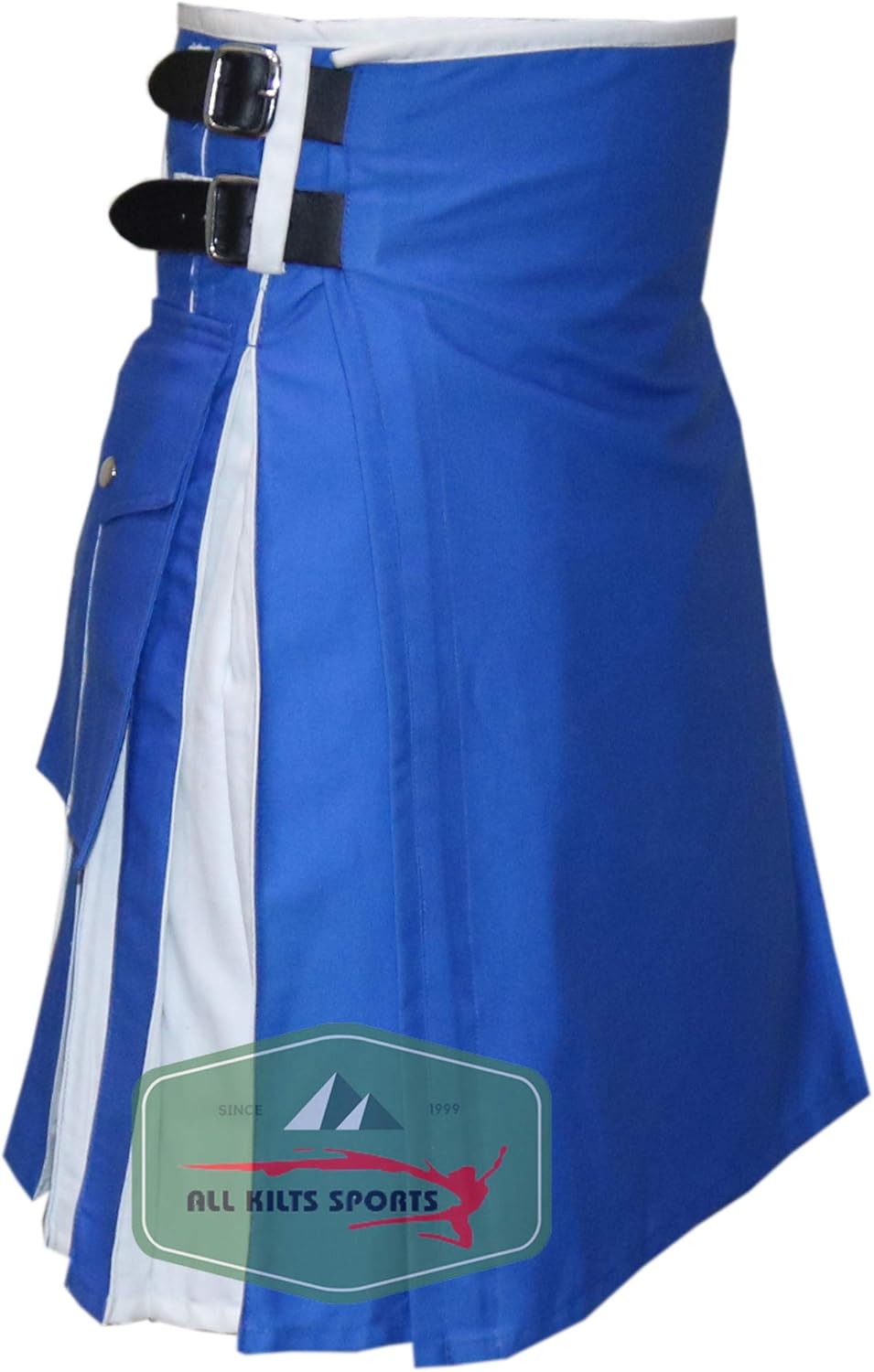 blue and white kilt