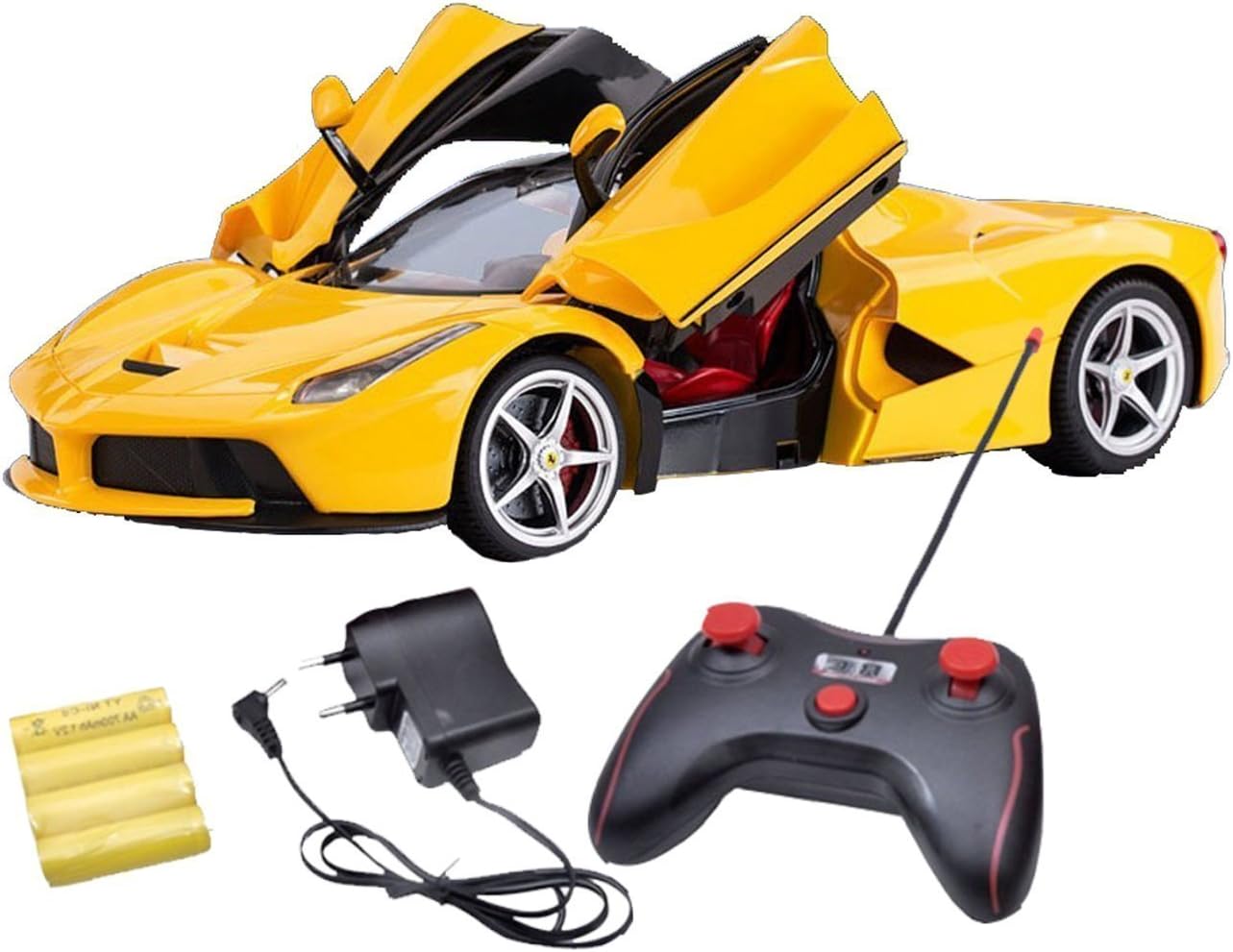 Laughters,1:16 Scale Rechargeable R/C Ferrari with Opening Doors and Glowing Headlights (Yellow)