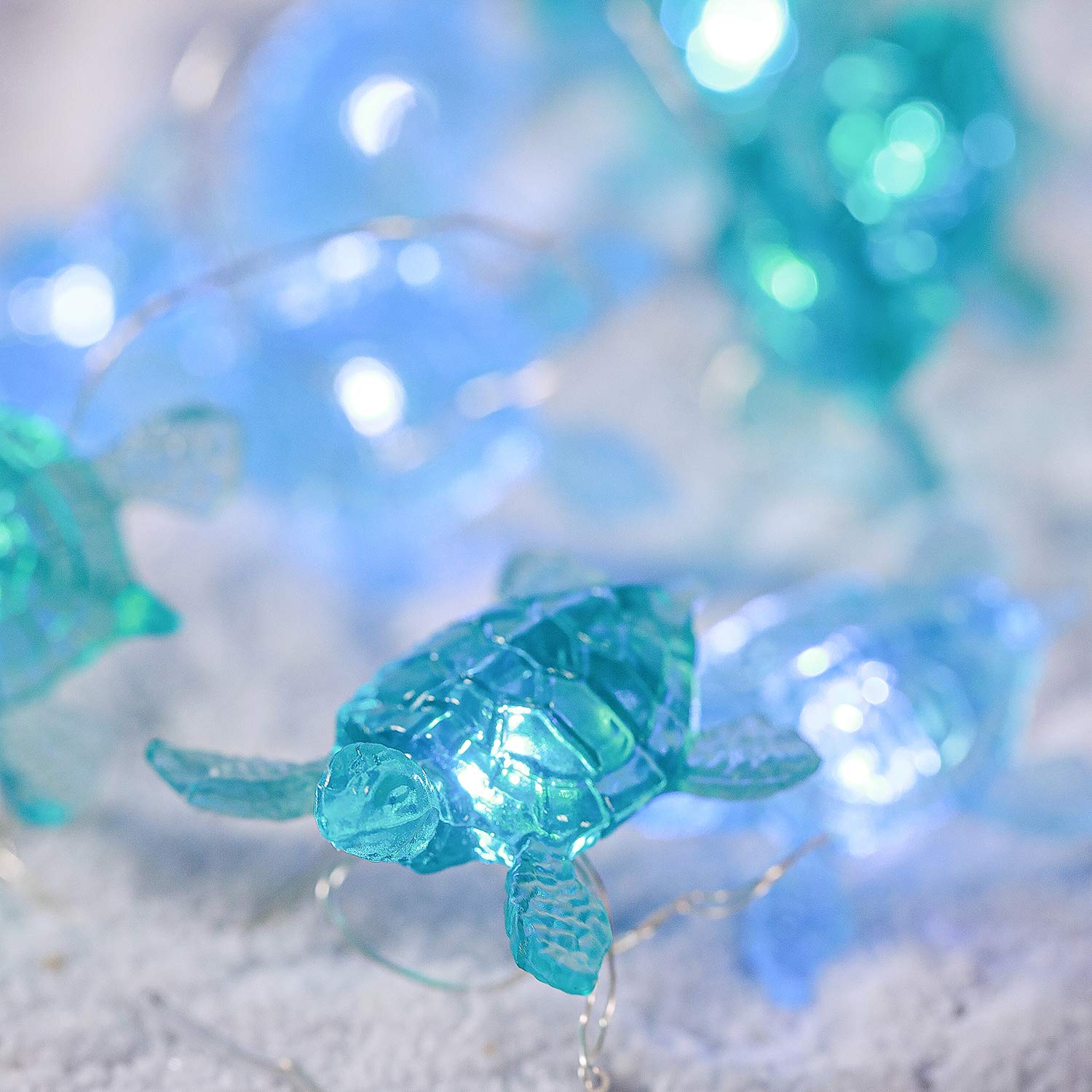 MIYA LIFE Sea Turtle String Lights 6.5 ft 20 LEDs Copper Wire with The Remote &amp;Timer Beach Theme Party Decoration Mediterranean Style Garden Patio Bedroom Baby Shower Camping Decoration