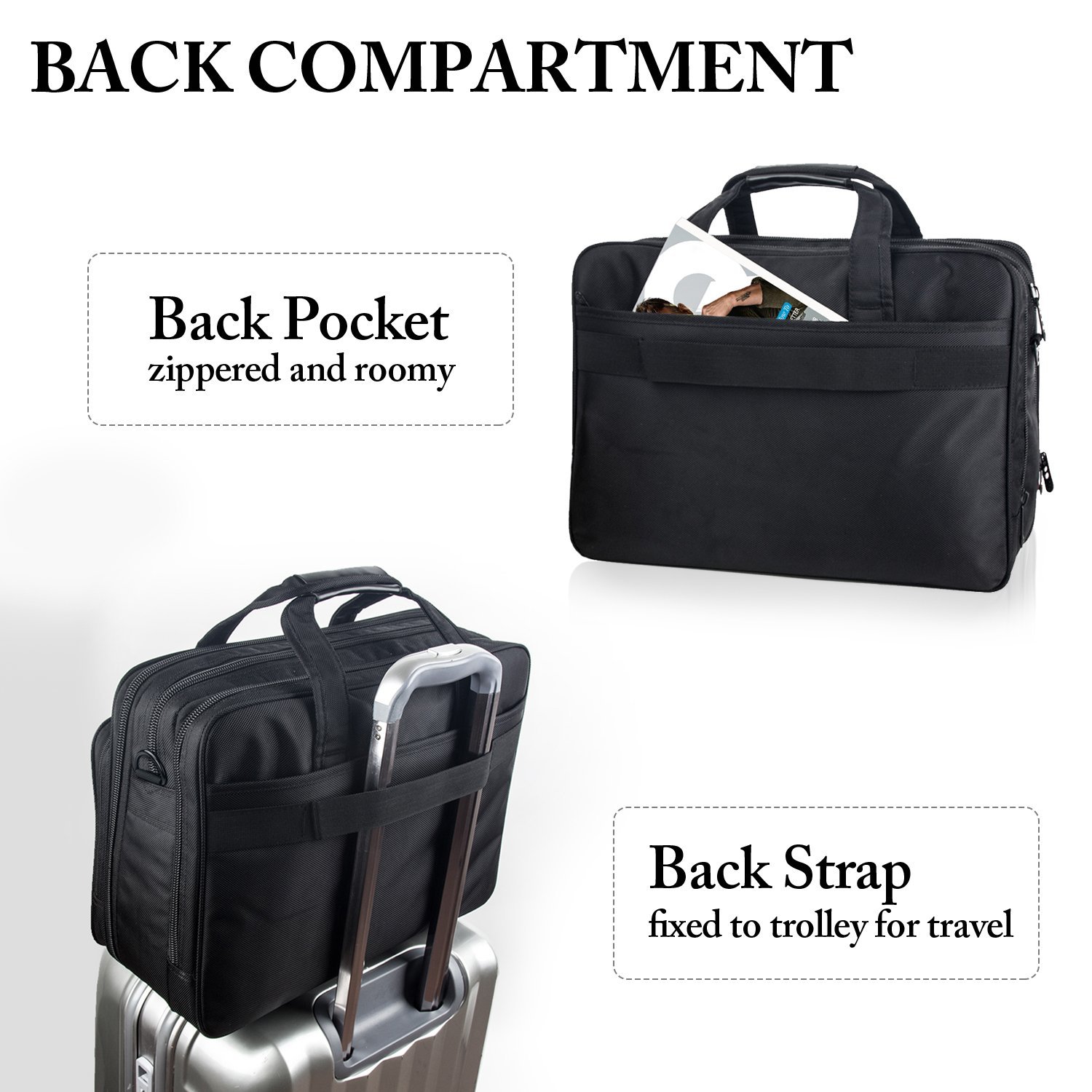 17 inch Laptop Bag, Travel Briefcase with Organizer, Expandable Large