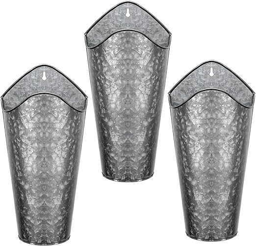 Amazon Com Sevens Galvanized Wall Planter 3 Sets Metal Hanging