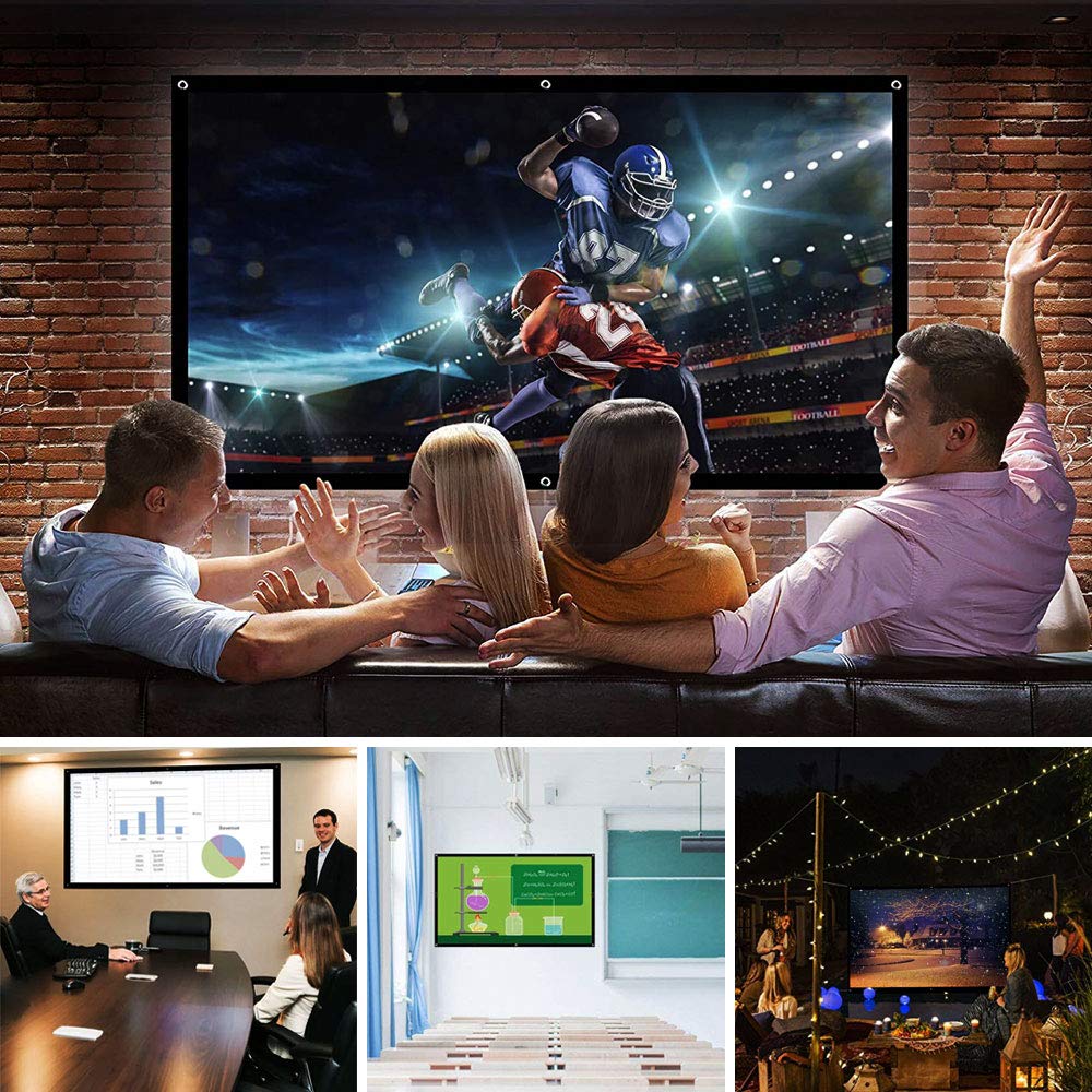 Amazon.com: Projector Screen 100 inch, 4k 16:9 Portable Outdoor Projection Screen, HD Double Sided Office Indoor Foldable Projection Movie Screen for Home ...