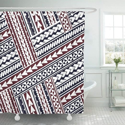 Amazon Com Abaysto Blue Curl Maori Style Tribal Design Polynesian Aboriginal Ethnic Indigenous Ink Bathroom Decor Shower Curtain Sets With Hooks Polyester Fabric Great Gift Home Kitchen