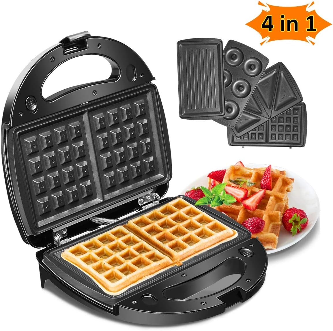 Godmorn Waffle Maker 4 in 1, Sandwich Toaster 4 Slice, Toastie Maker