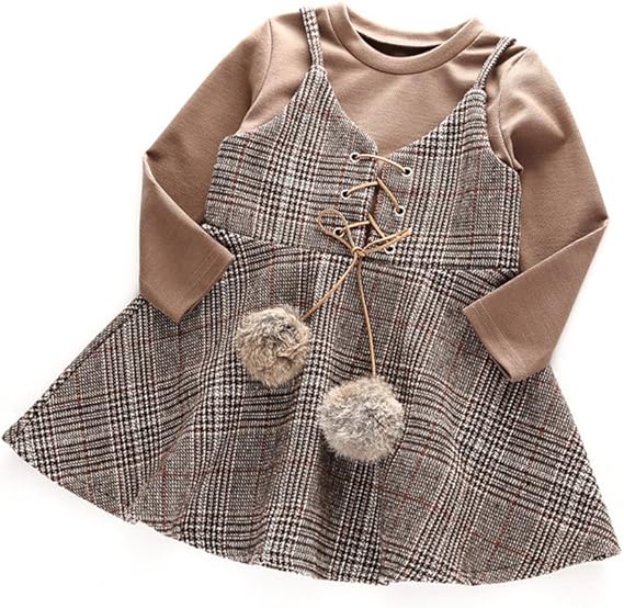 Amazon Happyjp ワンピース キッズ 女の子 ２点セット チェック柄 ワンピース フレア 子供服 ワンピース チュニック 通販