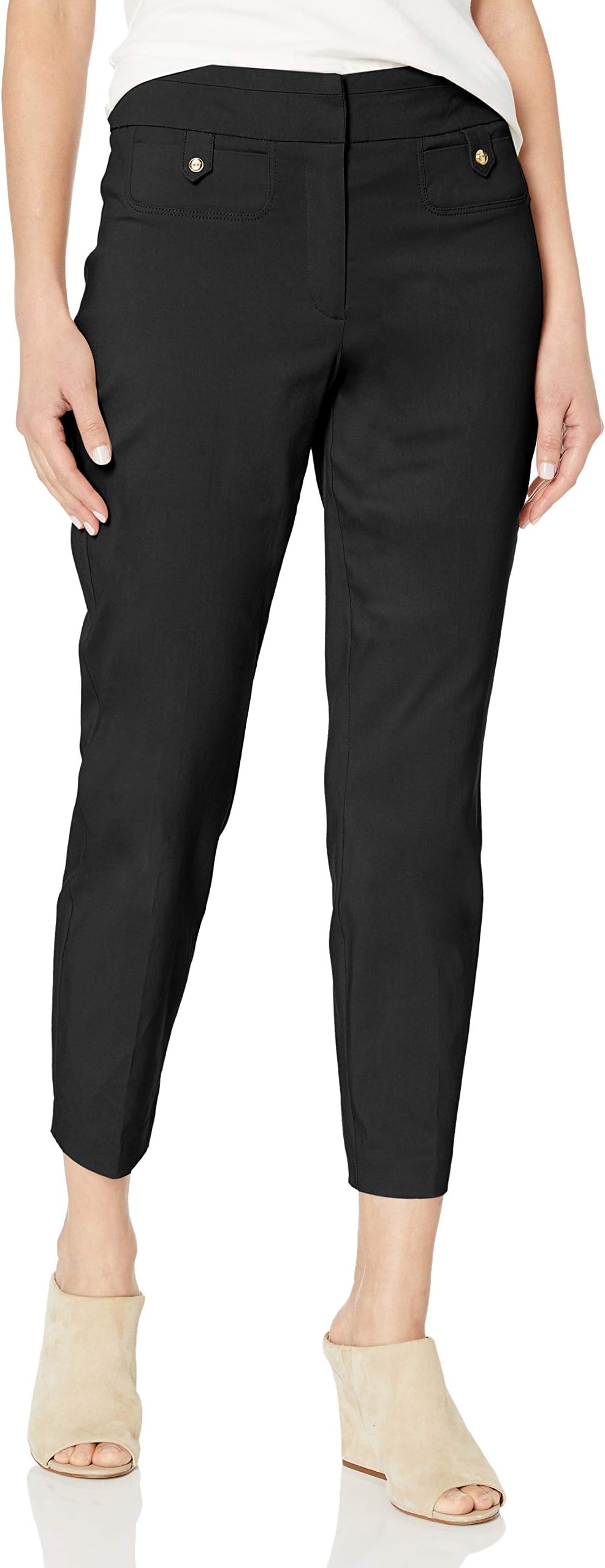 Briggs New York Women's Superstretch Fly Front Ankle Pant with Tab Pockets